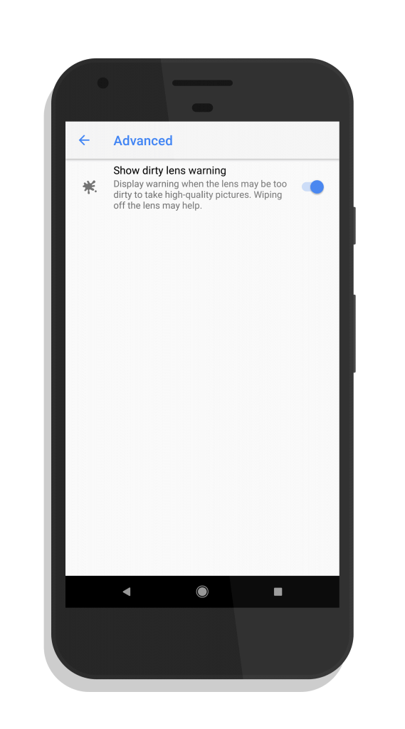 Google Camera Dirty Lens Notification Setting
