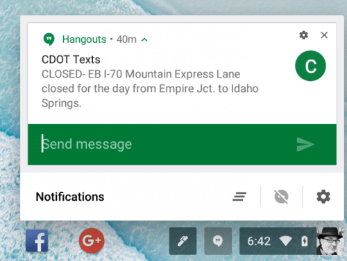 Inline Replies from Hangouts in Chrome OS