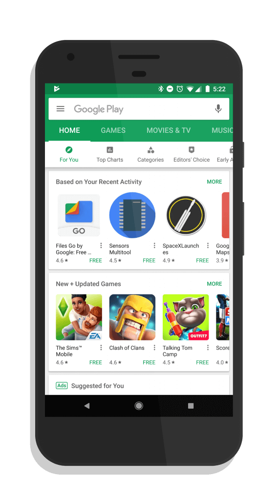 New Navigation Bar in The Google Play Store