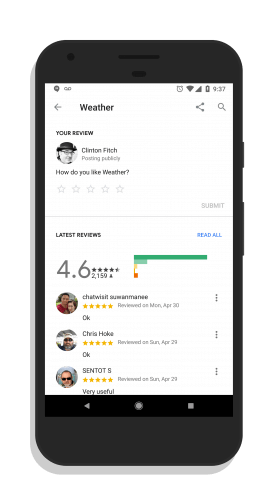 Rating of Services in Google Assistant