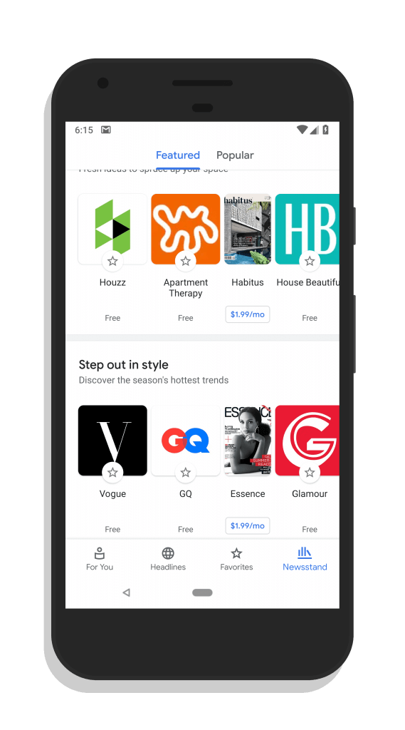 Newsstand Tab in Google News