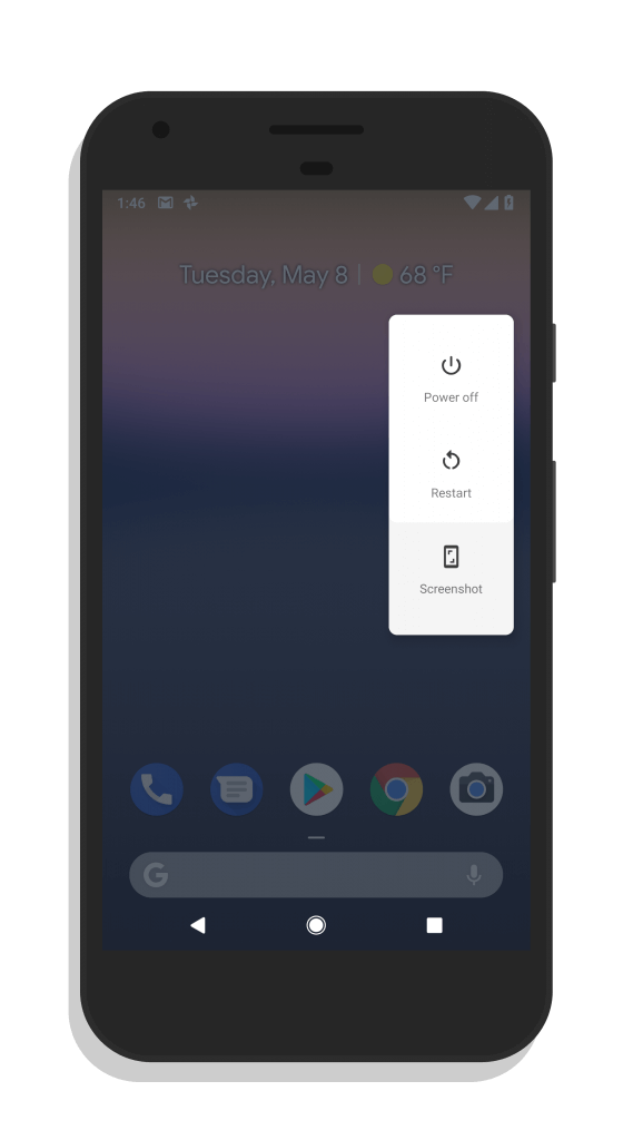Screenshots on the Power Button in Android P