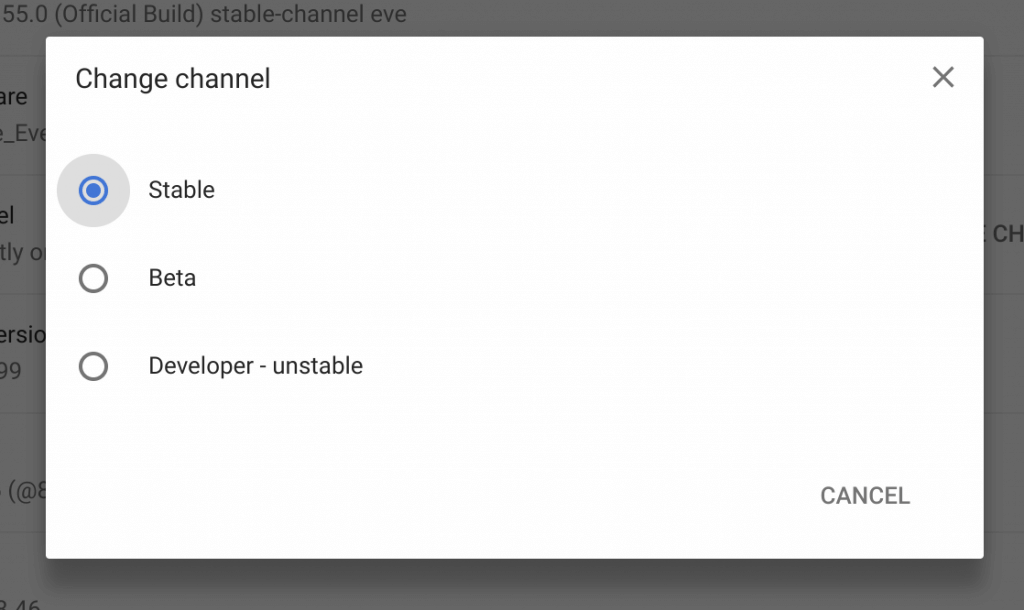 Chrome OS Channel Change