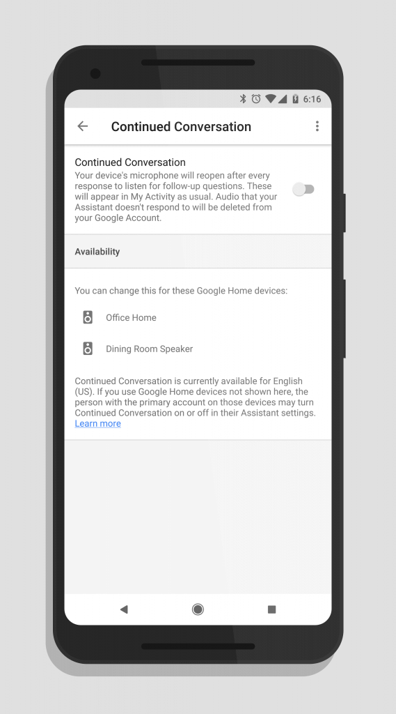 Continued Conversation in Google Assistant