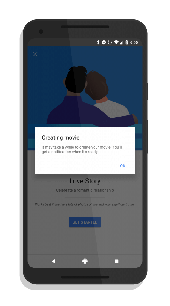 Google Photos Love Story Created Pop Up