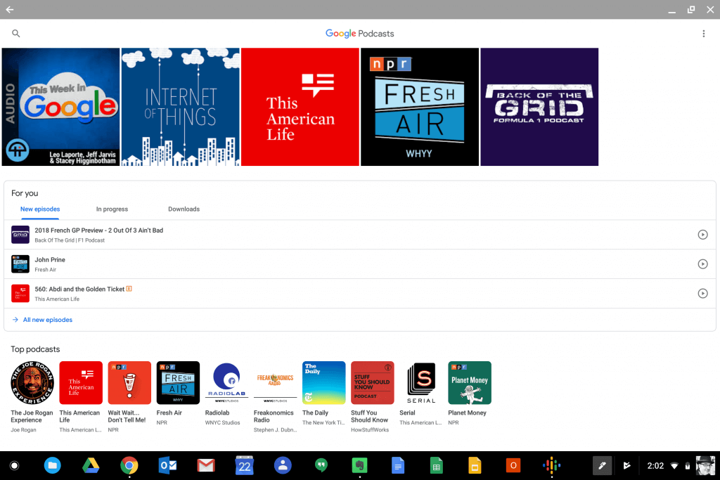 Google Podcasts on Chrome OS