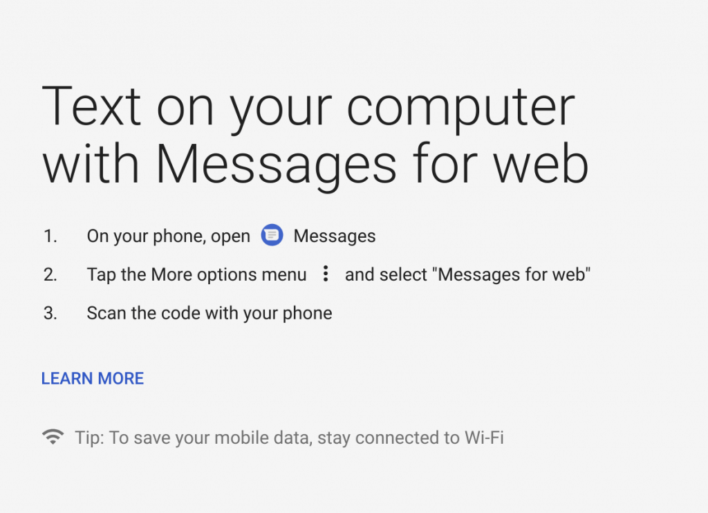 Messages for Web Instructions