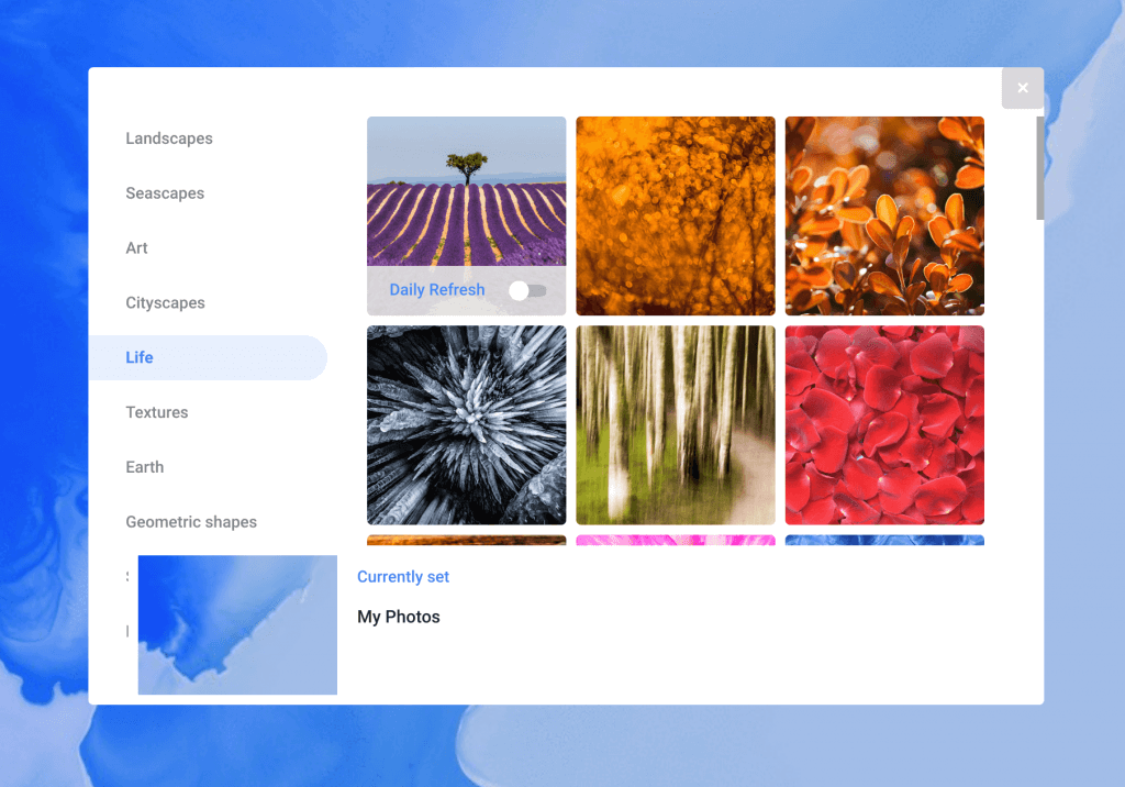 New Wallpaper Picker in Chrome OS