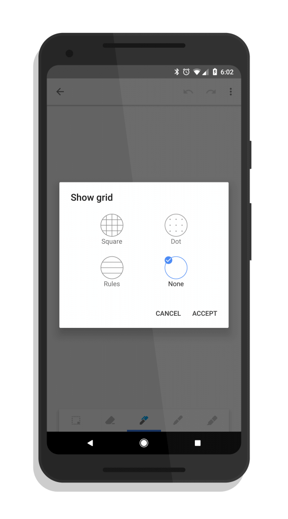 Google Keep Grid Options for Drawings