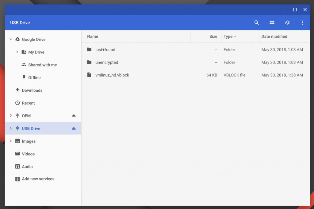 Partitioned USB Drive in Chrome OS Files App
