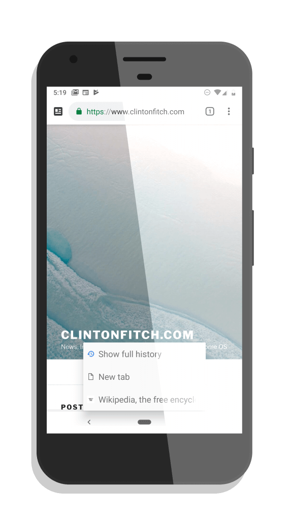 Tab History With a Long Press of The Back Button in Chrome 70